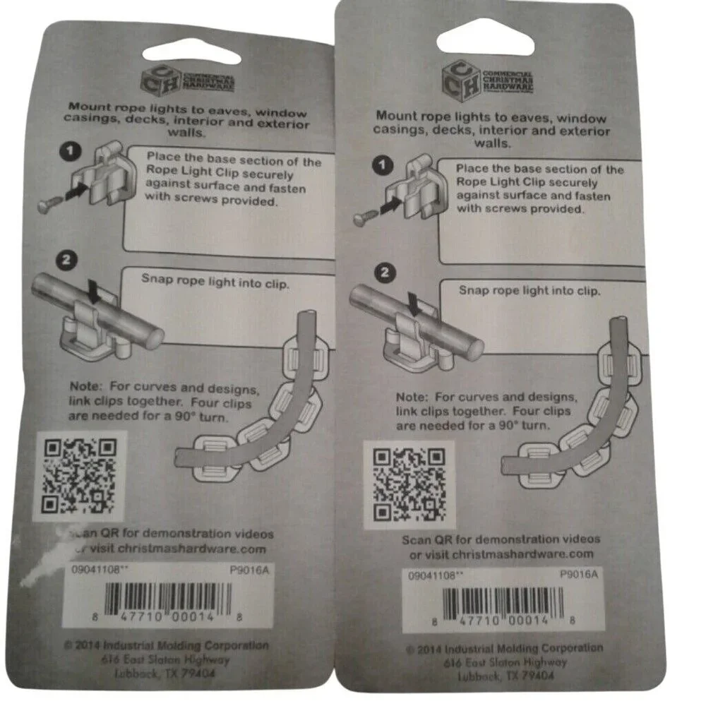 Commercial Christmas Hardware Rope Light Clips 12 Count Screws 2 packs NEW